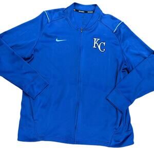 MLB Kansas City Royals Men’s XL Royal Blue Full Zip Logo Jacket Nike Dri Fit